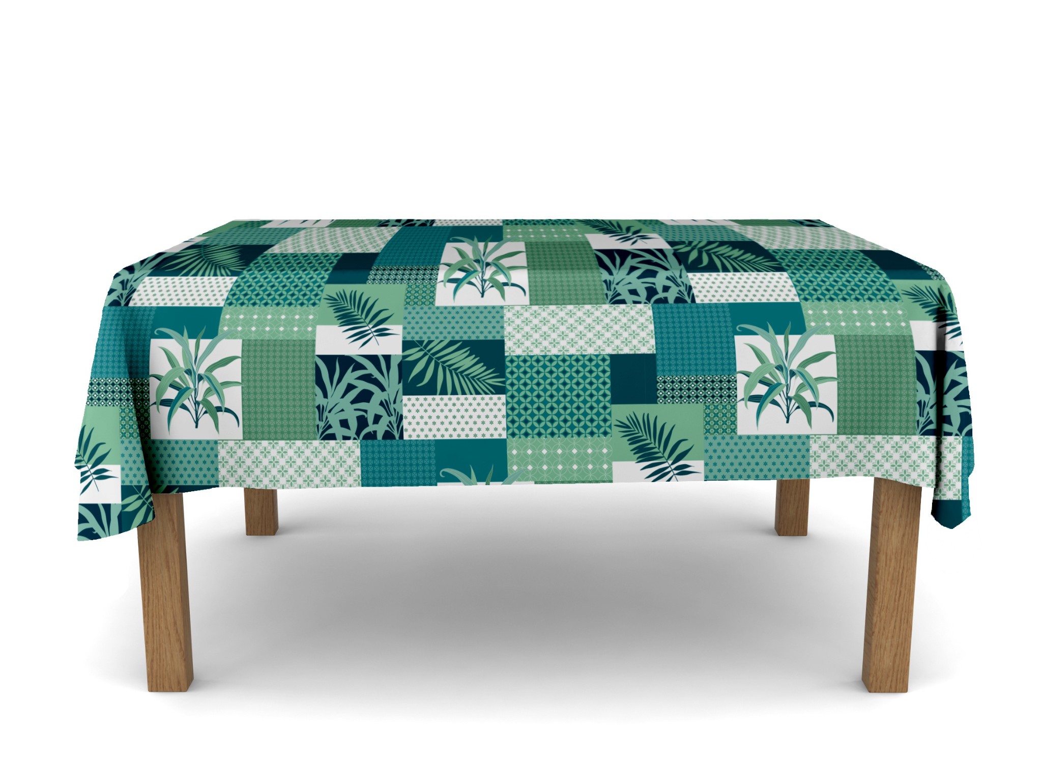 Nappe patchwork vert et bleu