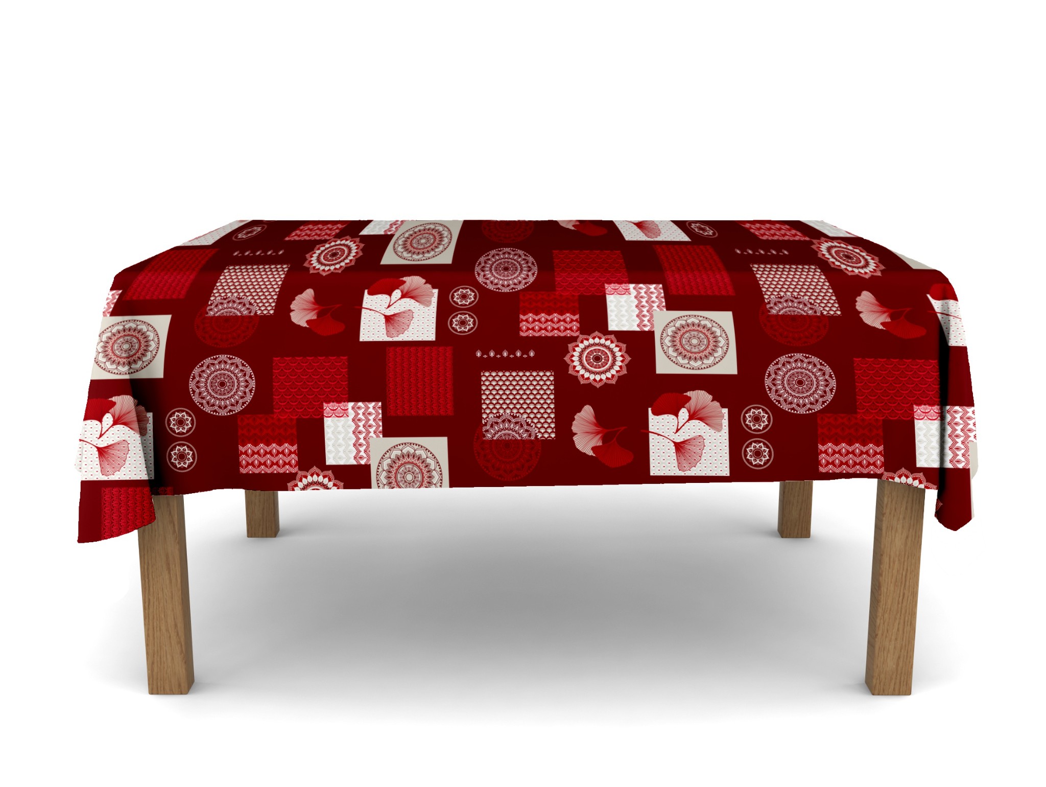 Nappe bordeaux motifs mandala